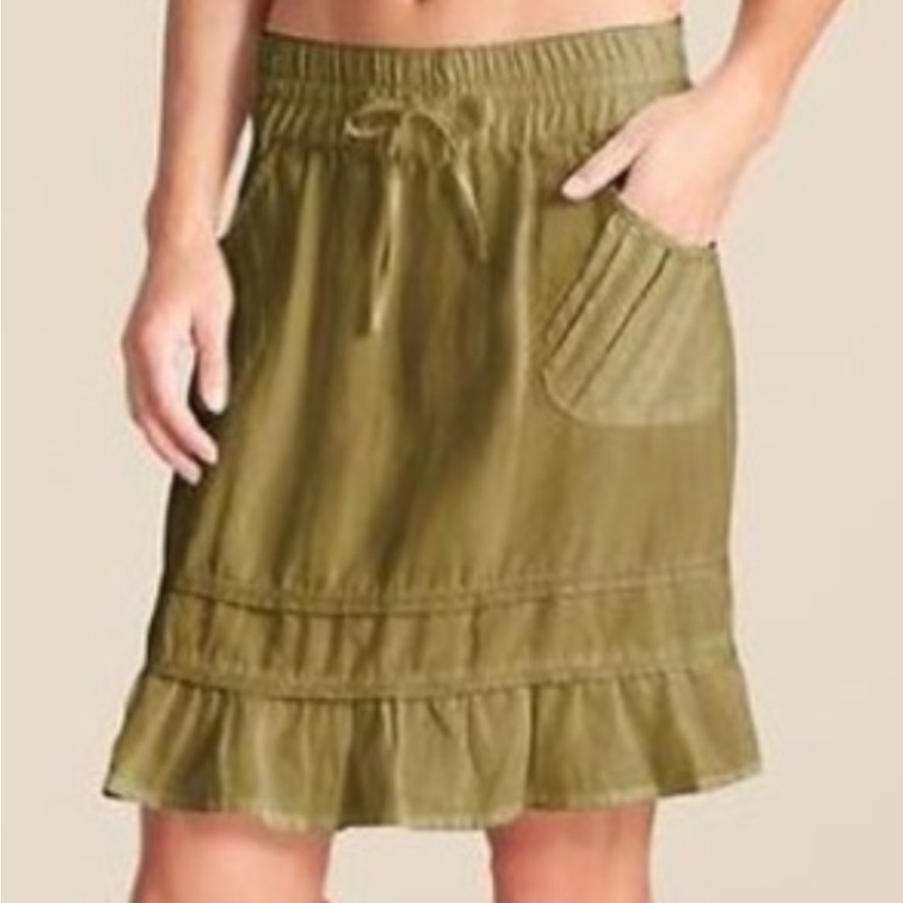 Athleta Poolside Ruffled Hem Grey Linen Skirt Women's Size 2 - Picture 2 of 9